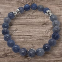 Image 3 of ANA826079 - Blue Agate Natural Stone Beads 10mm w/ Silver Accents
