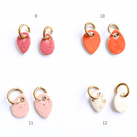 Image 3 of Boucles d'Oreilles Gouttes en Céramique avec anneau