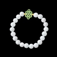 Image 1 of White Jade Energy Bracelet Endless Knot (Wisdom, Harmony, Spiritual Connection)