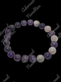 Image 2 of ANA826082 - Natural Amethyst Bead, handmade accented with Natural Labradorite Gemstone Beads 10mm