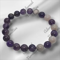 Image 3 of ANA826082 - Natural Amethyst Bead, handmade accented with Natural Labradorite Gemstone Beads 10mm