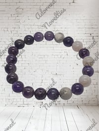 Image 6 of ANA826082 - Natural Amethyst Bead, handmade accented with Natural Labradorite Gemstone Beads 10mm