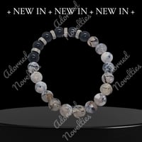 Image 2 of ANA826083 - Natural Gray Fire Agates Stone Bead & Natural Black Onyx Gemstone 10mm