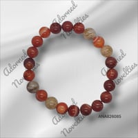Image 1 of ANA826085 - Stone Red Carnelian Striped Agate & Natural Stone Agate Bead 10 MM