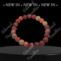 Image 3 of ANA826085 - Stone Red Carnelian Striped Agate & Natural Stone Agate Bead 10 MM