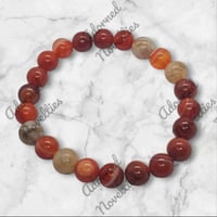 Image 4 of ANA826085 - Stone Red Carnelian Striped Agate & Natural Stone Agate Bead 10 MM