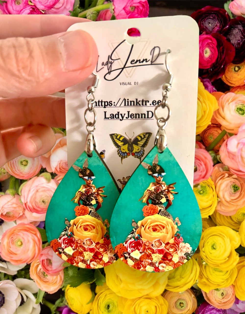 Image of They Call Her the Wild Rose - Teardrop Earrings