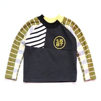 Image 2 of courtneycourtney x 1587 size 4T toddler long sleeved stripe logo raglan tee tshirt