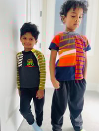 Image 5 of courtneycourtney x 1587 size 4T toddler long sleeved stripe logo raglan tee tshirt