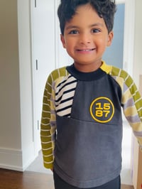 Image 6 of courtneycourtney x 1587 size 4T toddler long sleeved stripe logo raglan tee tshirt