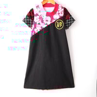 Image 2 of courtneycourtney x 1587 size 6/7 kids child short sleeve logo pink floral tunic dress