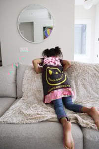 Image 1 of courtneycourtney x 1587 size 6/7 kids child short sleeve logo pink floral tunic dress