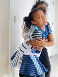 Image 9 of courtneycourtney x 1587 size 6/7 child short sleeve twirl dress blues stripe