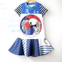 Image 3 of courtneycourtney x 1587 size 6/7 child short sleeve twirl dress blues stripe