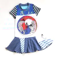 Image 7 of courtneycourtney x 1587 size 6/7 child short sleeve twirl dress blues stripe