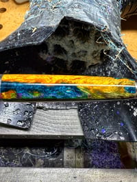 Image 4 of Techatticup Gold, custom bespoke pen blanks. Pressure cured Alumilite, Tahitian Teal and Aztec Gold