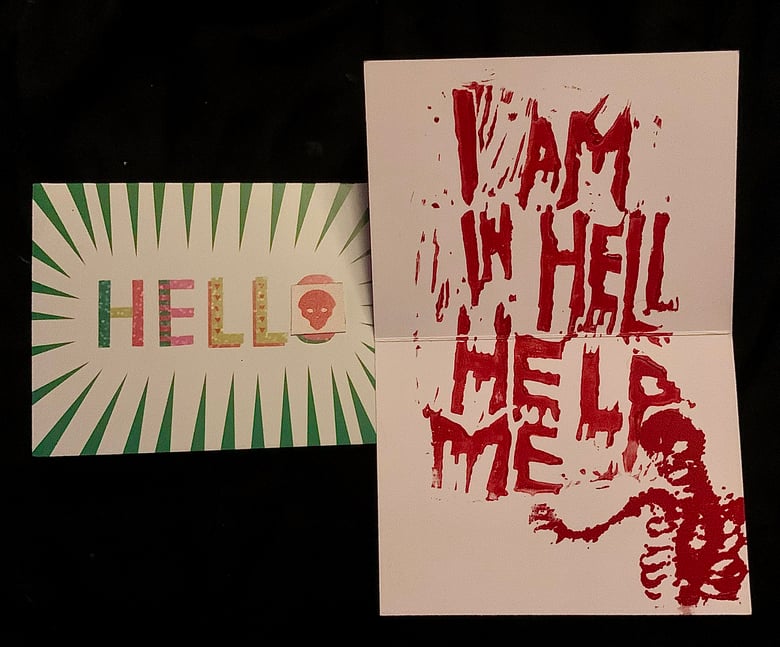 Image of “I AM IN HELL HELP ME” greeting card print (free shipping in the US) 