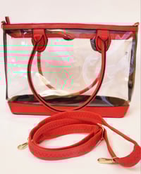 Image 3 of Large Red Stadium Tote w Red Messenger