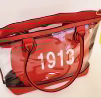 Image 4 of Large Red Stadium Tote w Red Messenger
