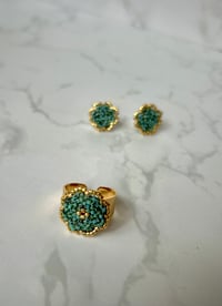Image 3 of Flor Earring Blue Gold