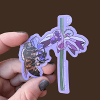 Image 1 of Bee Sticker - Time to stop and smell the flowers