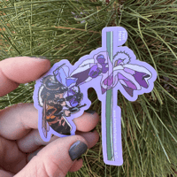 Image 2 of Bee Sticker - Time to stop and smell the flowers