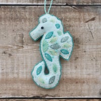 Image 1 of Turquoise and Teal Seahorse