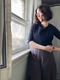 Image 2 of Navy Jacquard and Vintage Wool Pinafore Vest/ Small