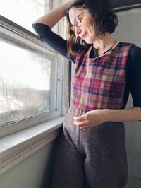 Image 3 of Navy Jacquard and Vintage Wool Pinafore Vest/ Small