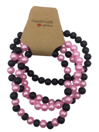 Image 2 of Pink & Black Pearl Bracelets