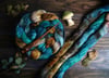 Chlorociboria Combed Top - 85/15 Bluefaced Leicester and Silk