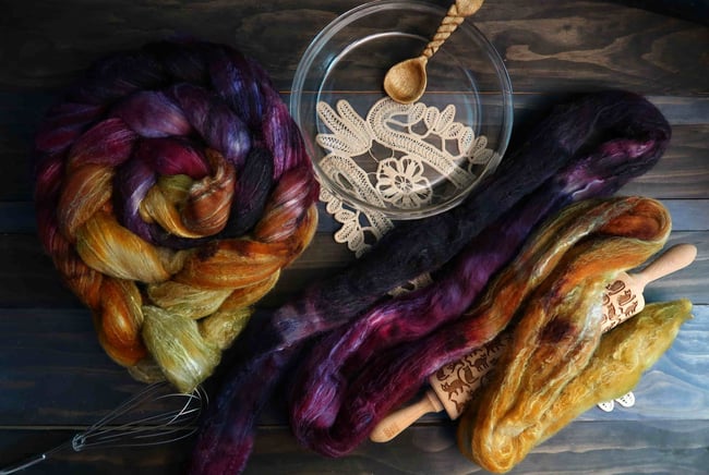 Plum Ginger Pie Combed Top - 85/15 Bluefaced Leicester and Silk