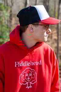 Image 8 of Logo Trucker Hat - Red White Black