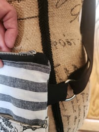 Image 3 of Linen Zippered Crossbody Purse - Neutral Stripe & Floral