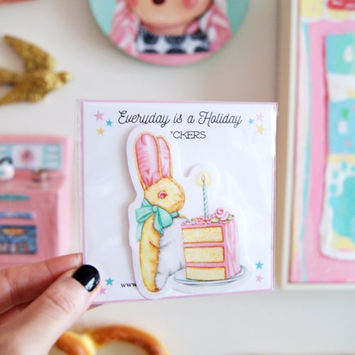 Image of Bunny & cake sticker 