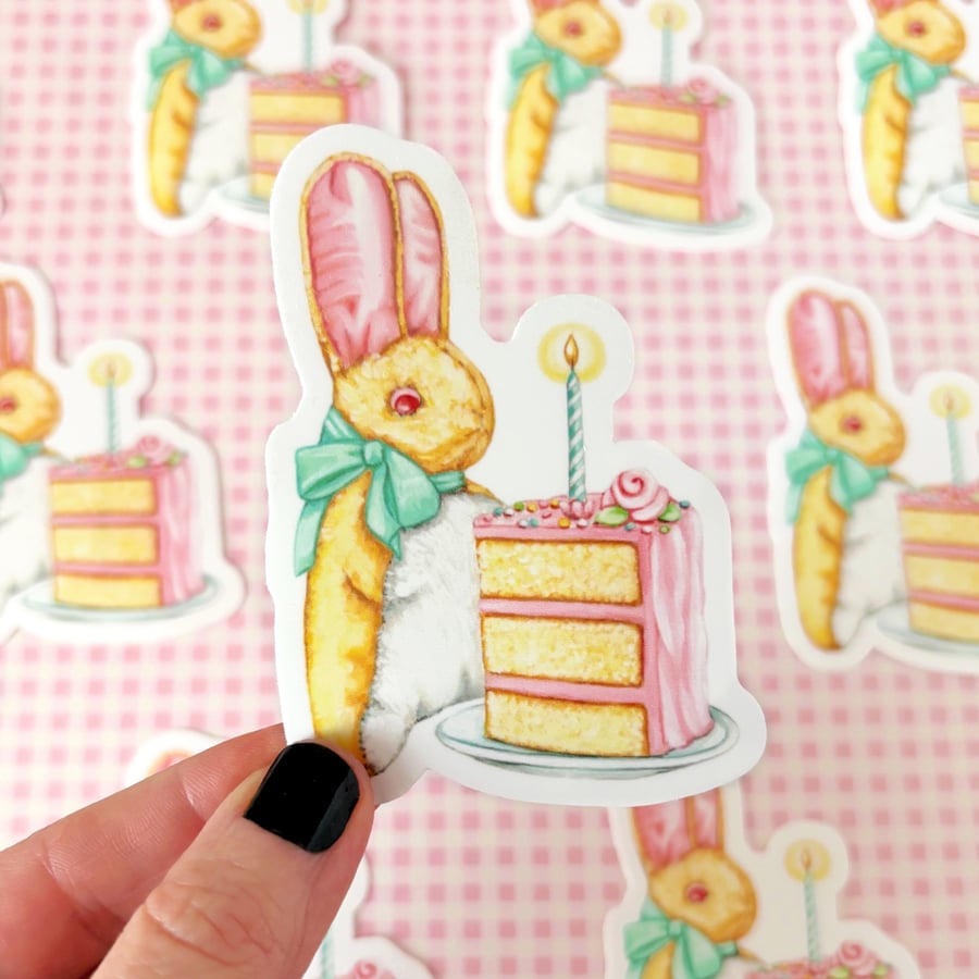 Image of Bunny & cake sticker 