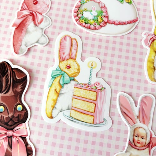 Image of Bunny & cake sticker 