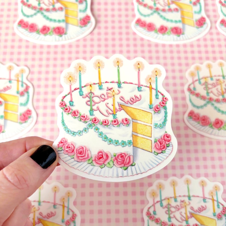 Image of Best wishes cake sticker 