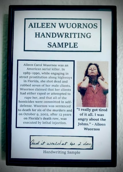 Image of Aileen Wuornos Handwriting Sample Frame