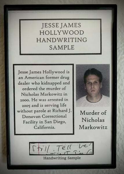 Image of Jesse James Hollywood Handwriting Sample Frame