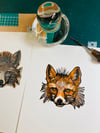 Fox linocut print