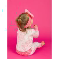 Image 2 of Baby Girls Pink Butterfly Garden Toile Bamboo Viscose Convertible Ruffle One Piece Pajama