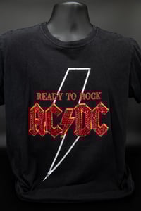 Image 7 of Vintage AC DC T shirts, upcycled, hand custom rhinestoned logos