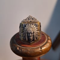 Image 1 of Crowned Aztec Chief Ring, c. 1940s