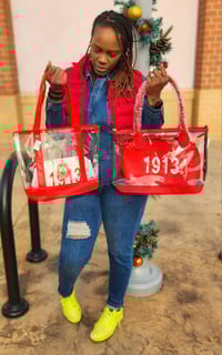 Image 5 of Large Red Stadium Tote w Red Messenger