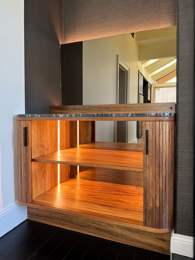 WALLIS DRINKS CABINET IN TASMANIAN BLACKWOOD AND GRANITE