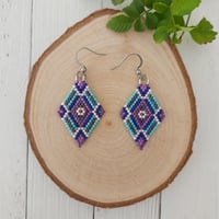 Image 1 of Purple & Turquoise Diamond