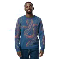 Image 2 of "Tree Snake" Blue & pink tree snake knit sweater