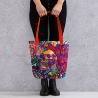 Image 4 of "Australian flowers skull embroidery" tote bag