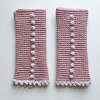 Image 3 of Wrist Worms, Dusty pink with off-white dots